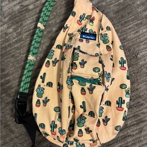 KAVU Desert Cactus Sling Bag with Green Climbing Rope Strap